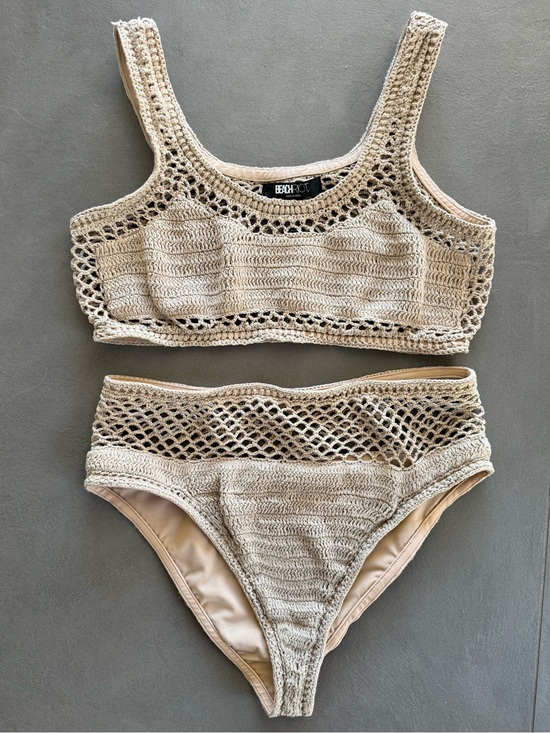 Beach Riot Other - Beach Riot Neutral Beige Crochet High-Waist Bikini Set